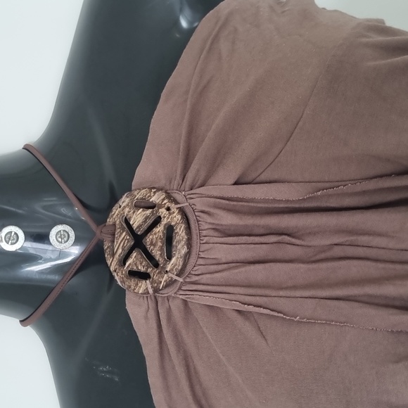 River Island, brown halter neck top, stretchy material, size 10 - Picture 2 of 7